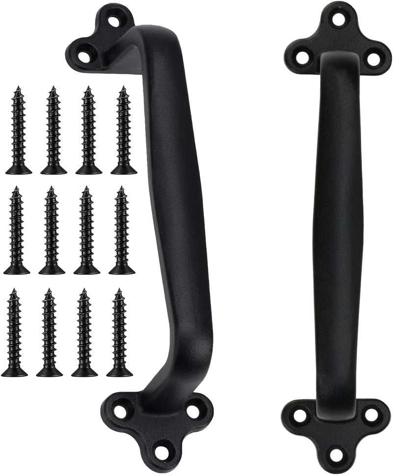 Dakzhou 2 Pcs 7.6" Gate Handle Carbon Steel Casting Sliding Barn Door Handles, Fence Outdoor Barn Door Hardware Iron Hardware Pulls (Vintage Farmhouse Cabinet Pulls,Garage(with Screws) - Image 1